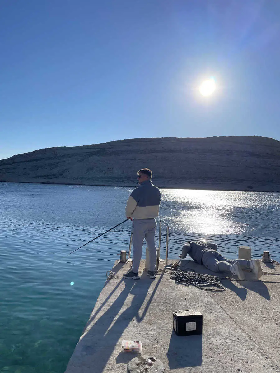 Fishing on a sailboat